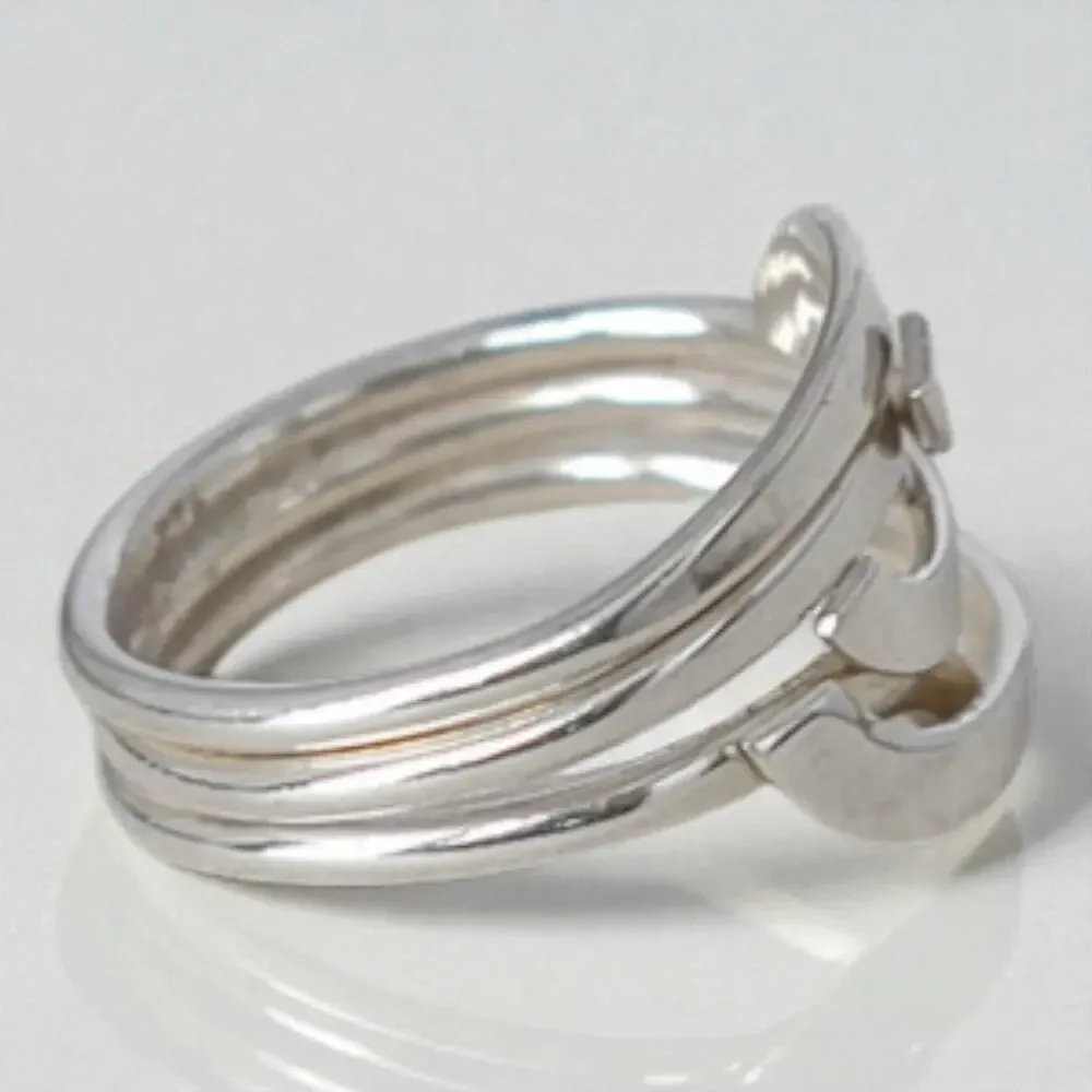 Sterling Silver 925 Modernist Abstract Crossover Ring Sculptural Size 8.5